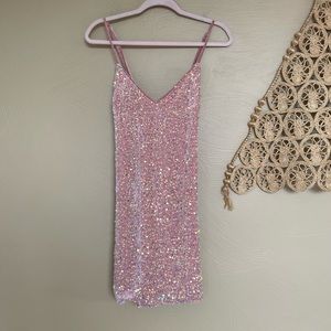 City Triangles Velour Sequin Slip Dress, Lined, Blush, Size XL